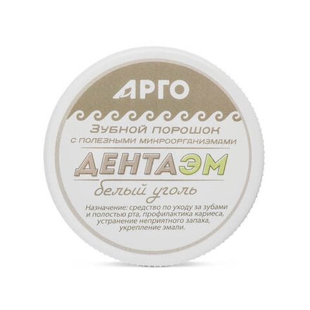 Зубной порошок ДентаЭм белый уголь, Арго ЭМ-1, 60 г