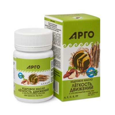 Масло кедровое Легкость движений с экстрактом коры ивы, Дэльфа (Арго), 100 капс
