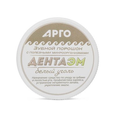Зубной порошок ДентаЭм белый уголь, Арго ЭМ-1, 60 г