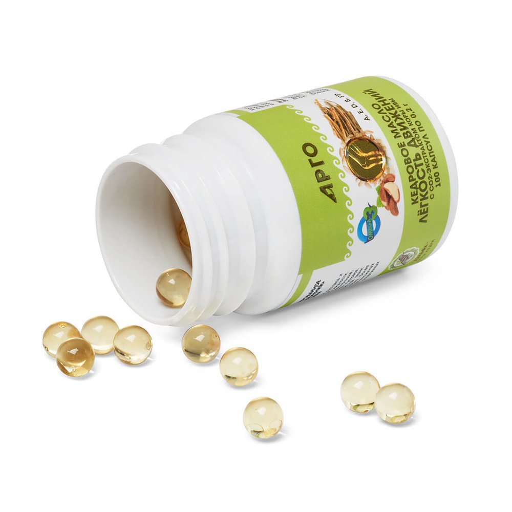 Масло кедровое Легкость движений с экстрактом коры ивы, Дэльфа (Арго), 100 капс