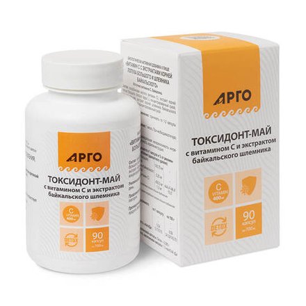 БАД Токсидонт-май с витамином С и байкальским шлемником, Биолит (Арго), 90 капс
