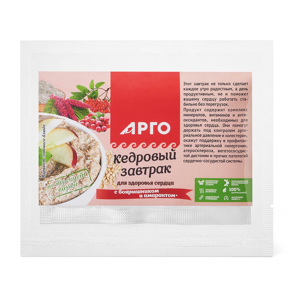 Кедровый завтрак для здоровья сердца с боярышником и амарантом