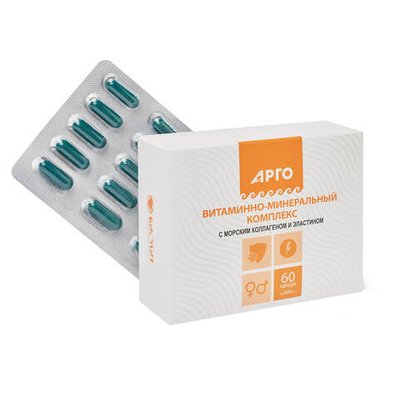 Витаминно-минеральный комплекс с морским коллагеном и эластином, Биолит (Арго), 60 капс