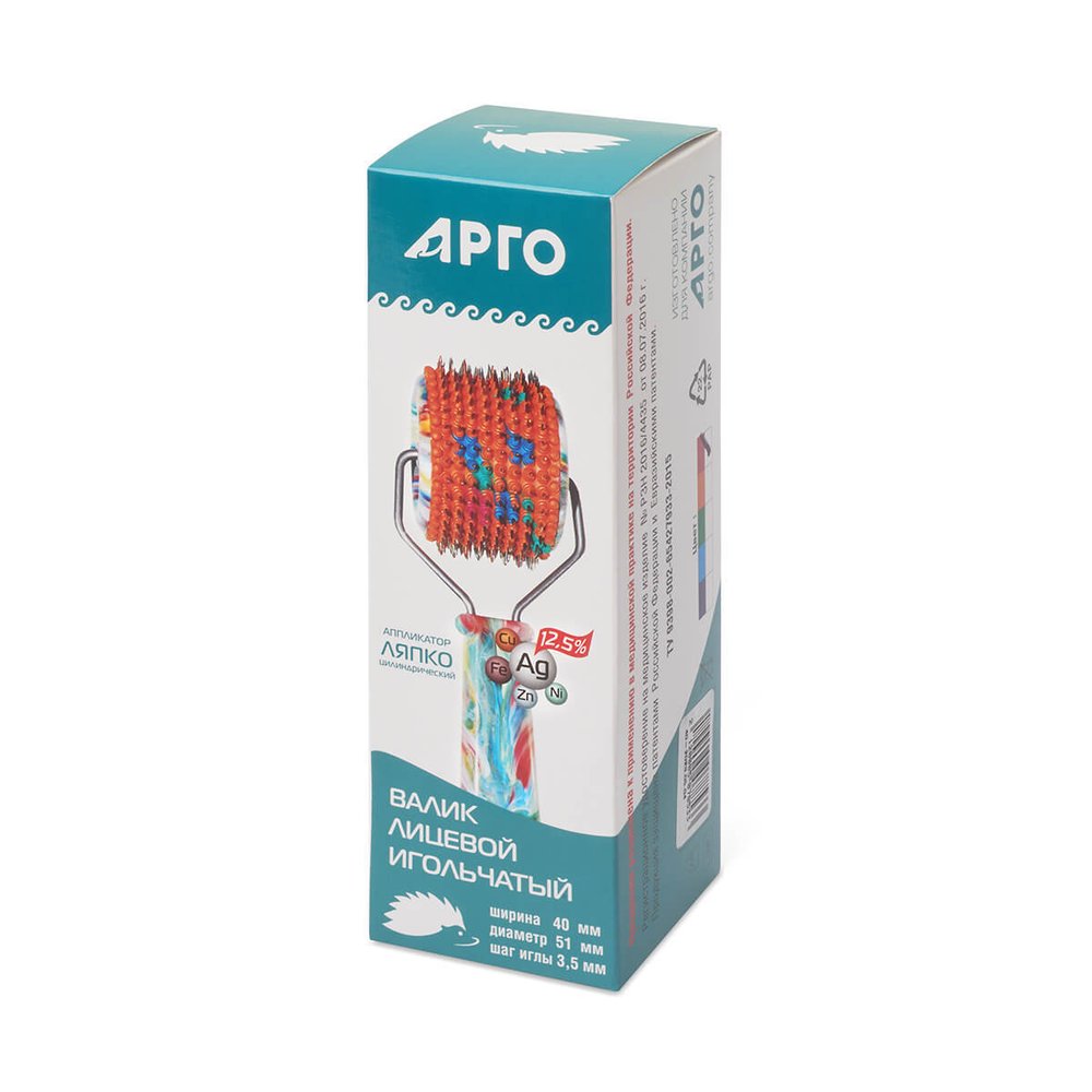 Валик ролик Ляпко для лица, Арго, (ш = 40 мм, D = 51 мм, шаг 3,5 мм)