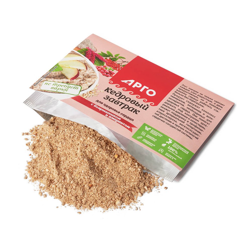 Кедровый завтрак для здоровья сердца с боярышником и амарантом дэльфа