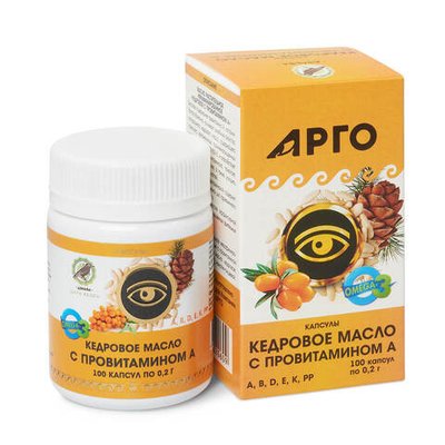 Кедровое масло с провитамином А, Дэльфа (Арго), 100 капс