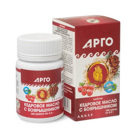 Кедровое масло с боярышником, Дэльфа (Арго), 100 капс