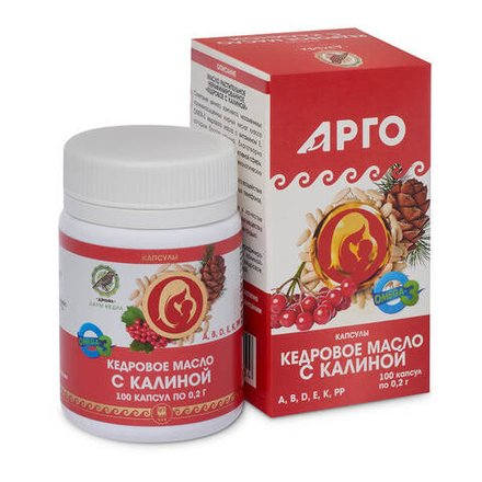 Кедровое масло с калиной с витамином Е, Дэльфа (Арго), 100 капс